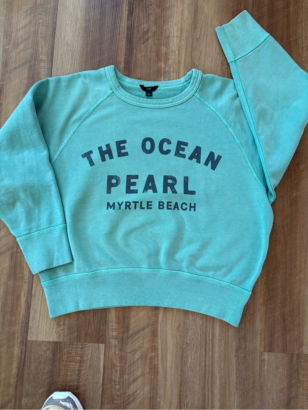 J. Crew Mint Green "The Ocean Pearl" Cropped Sweatshirt